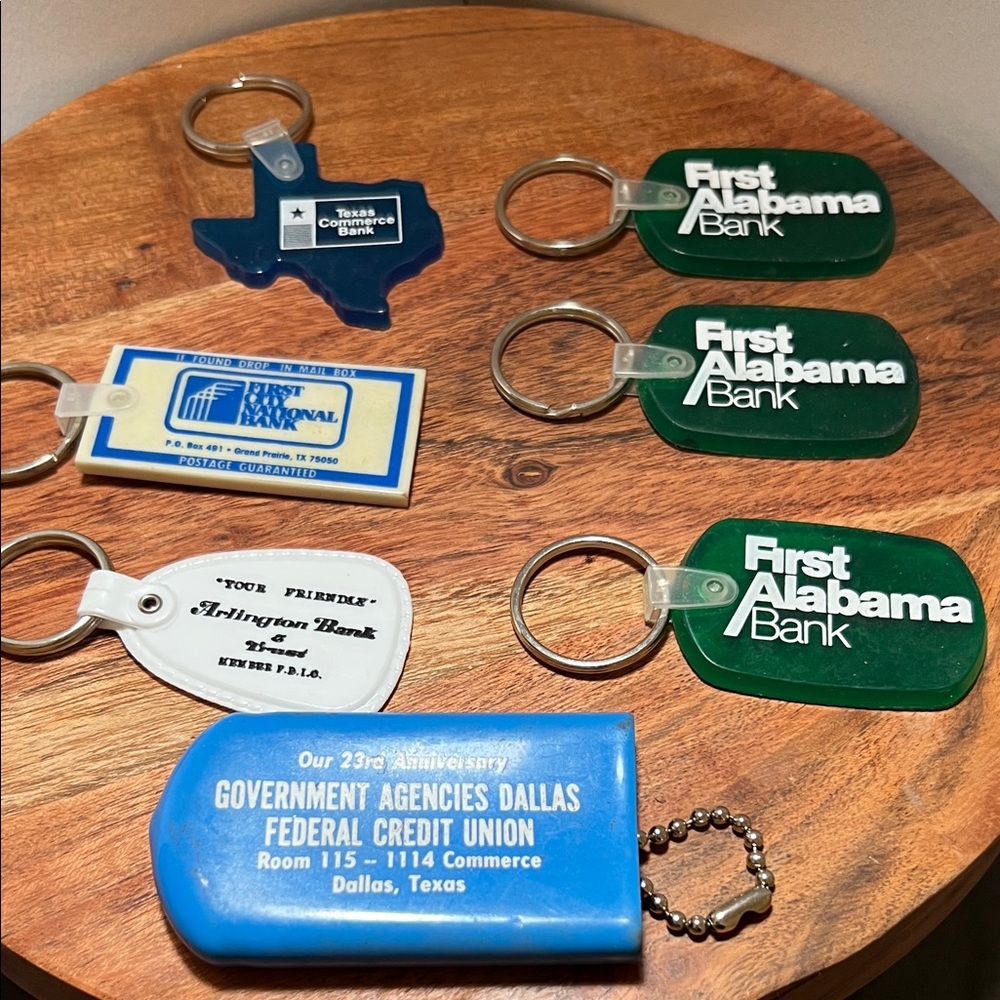 VTG Lot of 7 Financial Institution Keychains